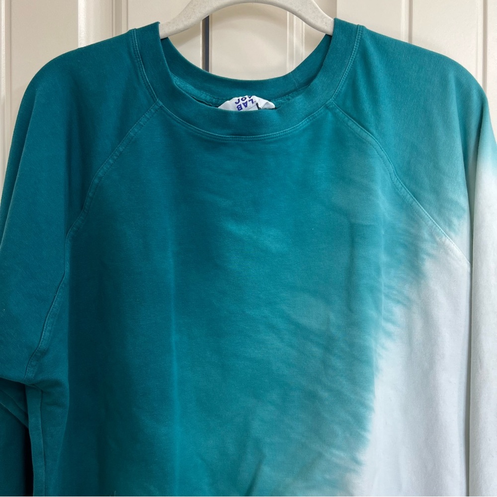 JoyLab Womens Cropped Tie Dye Sweatshirt in Teal/White, Size M - Picture 5 of 7